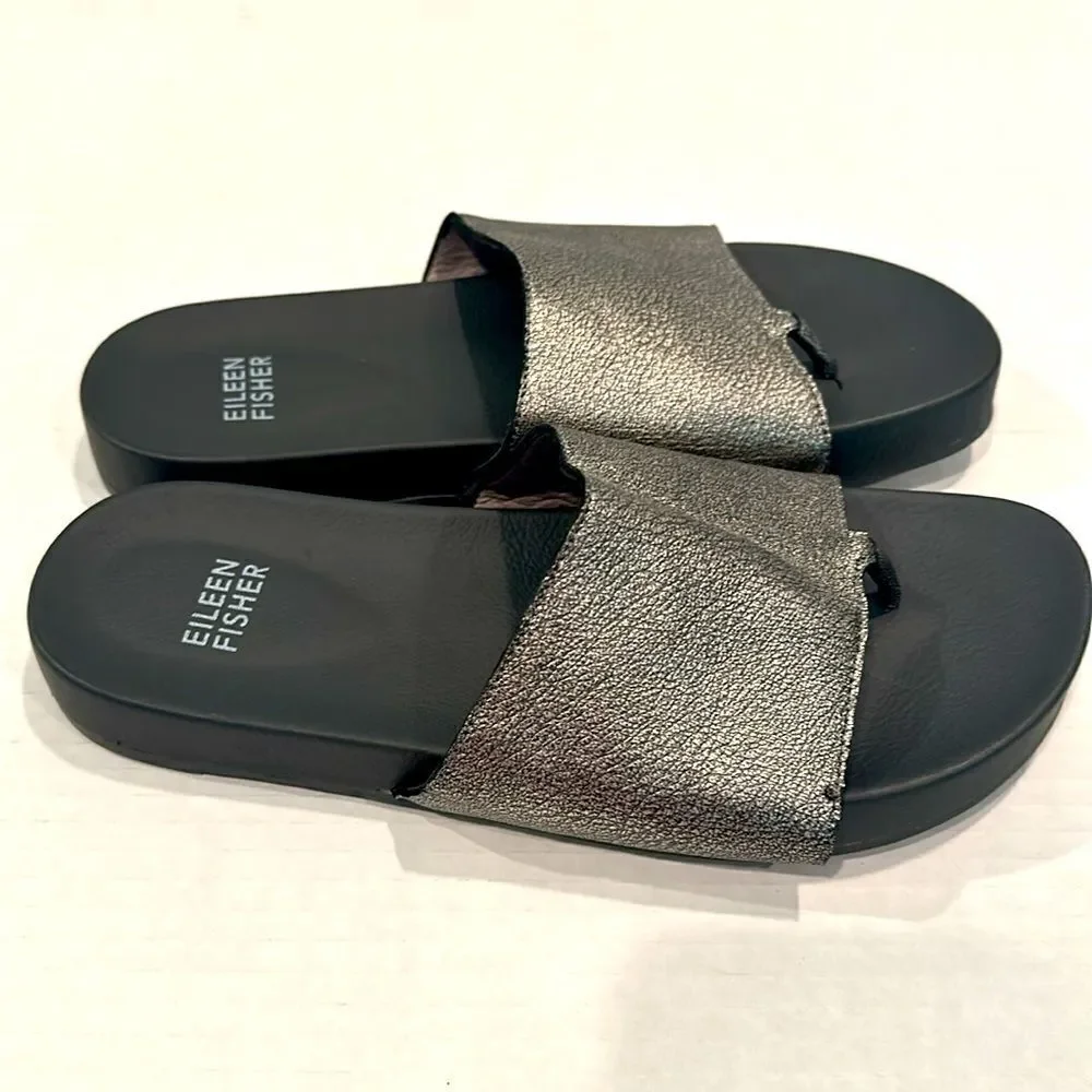 Eileen Fisher Metallic Black Sandals - Picture 8 of 10